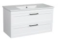 Modern Wall-Mounted Bathroom Vanity with Washbasin | Palm Beach Teak Natural Collection | Non-Toxic Fire-Resistant MDF-34" White