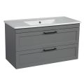 Modern Wall-Mount Bathroom Vanity with Washbasin | Palm Beach Green Matte Collection | Non-Toxic Fire-Resistant MDF-26" Gray Matte