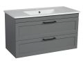 Modern Wall-Mounted Bathroom Vanity with Washbasin | Palm Beach Teak Natural Collection | Non-Toxic Fire-Resistant MDF-34" Gray Matte