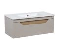Modern Wall-Mount Bathroom Vanity with Washbasin | Troy Graphite Collection | Non-Toxic Fire-Resistant MDF-40" Mocha