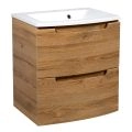 Modern Wall-Mount Bathroom Vanity with Washbasin | Delux Teak Natural Collection | Non-Toxic Fire-Resistant MDF-22,5" Teak Natural