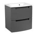 Modern Wall-Mount Bathroom Vanity with Washbasin | Delux Teak Natural Collection | Non-Toxic Fire-Resistant MDF-22,5" Gray Matte