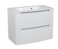 Modern Wall-Mount Bathroom Vanity with Washbasin | Delux Teak Natural Collection | Non-Toxic Fire-Resistant MDF-22,5" White High Gloss