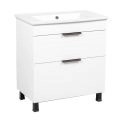 Modern Free Standing Bathroom Vanity with White Washbasin | Trevi Blue Matte Collection | Non-Toxic Fire-Resistant MDF-30" White