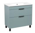 Modern Free Standing Bathroom Vanity with White Washbasin | Trevi Light Green Collection | Non-Toxic Fire-Resistant MDF-40" Green Matte