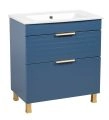 Modern Free Standing Bathroom Vanity with White Washbasin | Trevi Light Green Collection | Non-Toxic Fire-Resistant MDF Blue Matte