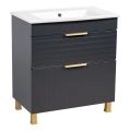 Modern Free Standing Bathroom Vanity with White Washbasin | Trevi Blue Matte Collection | Non-Toxic Fire-Resistant MDF-30" Antracite