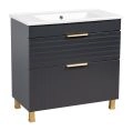 Modern Free Standing Bathroom Vanity with White Washbasin | Trevi White Matte Collection | Non-Toxic Fire-Resistant MDF-34" Antracite