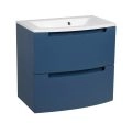 Modern Wall-Mount Bathroom Vanity with Washbasin | Delux Teak Natural Collection | Non-Toxic Fire-Resistant MDF-22,5" Blue Matte
