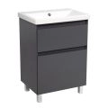 Modern Free standing Bathroom Vanity with Washbasin | Elit Graphite Gloss Collection | Non-Toxic Fire-Resistant MDF-24" Graphite Gloss