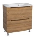 Modern Free Standing Bathroom Vanity with Washbasin | Delux White High Gloss Collection | Non-Toxic Fire-Resistant MDF-22,5" Teak Natural