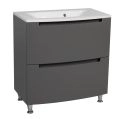 Modern Free Standing Bathroom Vanity with Washbasin | Delux White High Gloss Collection | Non-Toxic Fire-Resistant MDF-22,5" Gray Matte