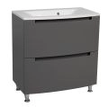 Modern Free standing Bathroom Vanity with Washbasin | Delux Teak Natural Collection | Non-Toxic Fire-Resistant MDF-40" Gray Matte