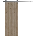 Modern Barn Door 18 x 80 inches | BASIC 3001 Caramel Oak | 6.6FT Silver Rail Track Heavy Hardware Set | Solid Panel Interior Doors Caramel Oak