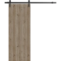 Modern Barn Door 42 x 80 inches | BASIC 3001 Ash Franko | 8FT Rail Track Heavy Hardware Set | Solid Panel Interior Doors Caramel Oak