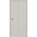 Sliding Closet Bi-fold Doors 36 x 80 inches | BASIC 3001 Caramel Oak | Sturdy Tracks Moldings Trims Hardware Set | Wood Solid Bedroom Wardrobe Doors Ash Franko