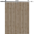 Modern Double Barn Door 36 x 80 inches | BASIC 3001 Caramel Oak | 13FT Silver Rail Track Set | Solid Panel Interior Doors Caramel Oak