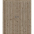 Sliding French Double Pocket Doors 36 x 80 inches | BASIC 3001 Antique Oak | Kit Rail Hardware | Solid Wood Interior Bedroom Modern Doors Caramel Oak
