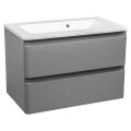 Modern Wall-Mounted Bathroom Vanity with Washbasin | Comfort Teak Natural Collection | Non-Toxic Fire-Resistant MDF-28" Gray Matte