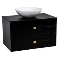 Modern Wall-Mount Bathroom Vanity with Washbasin | Dune Blue Matte Collection | Non-Toxic Fire-Resistant MDF-32" Black Matte