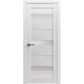Pantry Kitchen Lite Door with Hardware | Quadro 4055 White Silk with Frosted Opaque Glass | Single Panel Frame Trims | Bathroom Bedroom Sturdy Doors -24" x 96" White