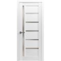 Pantry Kitchen Lite Door with Hardware | Quadro 4088 White Silk with Frosted Opaque Glass | Single Panel Frame Trims | Bathroom Bedroom Sturdy Doors -32" x 96" White