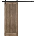 Sliding Barn Door Hardware | Quadro 4111 Matte Grey | 6.6FT Rail Hangers Sturdy Set | Lite Wooden Solid Panel Interior Doors Walnut