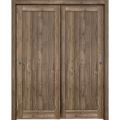 Sliding Closet Bypass Doors hardware | Quadro 4111 Matte Grey | Sturdy Rails Moldings Trims Set | Kitchen Lite Wooden Solid Bedroom Wardrobe Doors  Walnut