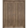 French Double Pocket Doors | Quadro 4111 Matte Black | Kit Trims Rail Hardware | Solid Wood Interior Pantry Kitchen Bedroom Sliding Closet Sturdy Door Walnut