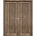 French Double Panel Doors with Hardware | Quadro 4111 Ginger Ash | Panel Frame Trims | Bathroom Bedroom Interior Sturdy Door Walnut