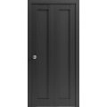 Sliding Closet Bi-fold Doors | Quadro 4111 Matte Grey with Glass | Sturdy Tracks Moldings Trims Hardware Set | Wood Solid Bedroom Wardrobe Doors  Black Matte