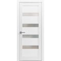 Solid Interior French | Quadro 4113 Ginger Ash with Frosted Glass | Single Regular Panel Frame Trims Handle | Bathroom Bedroom Sturdy Doors  White