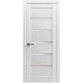 Pantry Kitchen Lite Door with Hardware | Quadro 4117 White Silk with Frosted Glass | Single Panel Frame Trims | Bathroom Bedroom Sturdy Doors  White