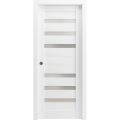 Sliding French Pocket Door | Quadro 4266 White Silk with Frosted Glass | Kit Trims Rail Hardware | Solid Wood Interior Bedroom Sturdy Doors White