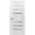 Solid French Door | Quadro 4266 White Silk with Frosted Glass | Single Regular Panel Frame Trims Handle | Bathroom Bedroom Sturdy Doors  White