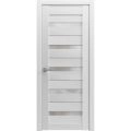 Solid French Door | Quadro 4445 Light Grey Oak with Frosted Glass | Single Regular Panel Frame Trims Handle | Bathroom Bedroom Sturdy Doors  White