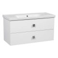 Modern Wall-Mount Bathroom Vanity with Washbasin | Picasso Anthracite Matte  Collection | Non-Toxic Fire-Resistant MDF-40" White