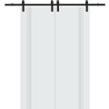 Modern Double Barn Door 36 x 80 inches | BASIC 0111 Dove Grey | 13FT Rail Track Set | Solid Panel Interior Doors White