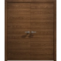 Interior Solid French Double Doors 36 x 80 inches | Ego 5000 Marble Oak | Wood Interior Solid Panel Frame | Closet Bedroom Modern Doors EGO Cognac Oak