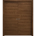 Sliding French Double Pocket Doors 36 x 80 inches | Ego 5000 Cognac Oak Veneer | Kit Rail Hardware | Solid Wood Interior Bedroom Modern Doors EGO Cognac Oak