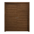 Sliding French Double Pocket Doors 48 x 80 inches | Ego 5000 Cognac Oak Veneer | Kit Rail Hardware | Solid Wood Interior Bedroom Modern Doors EGO Cognac Oak