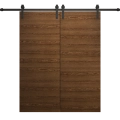 Modern Double Barn Door 36 x 80 inches | Ego 5000 Marble Oak | 13FT Rail Track Set | Solid Panel Interior Doors EGO Cognac Oak