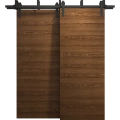 Sliding Closet Barn Bypass Doors 36 x 80 inches | Ego 5000 Painted White Oak | Modern 6.6ft Rails Hardware Set | Wood Solid Bedroom Wardrobe Doors EGO Cognac Oak