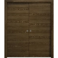 Sliding French Double Pocket Doors 36 x 80 inches | Ego 5000 Cognac Oak Veneer | Kit Rail Hardware | Solid Wood Interior Bedroom Modern Doors EGO Marble Oak