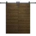 Modern Double Barn Door 36 x 80 inches | Ego 5000 Marble Oak | 13FT Rail Track Set | Solid Panel Interior Doors EGO Marble Oak
