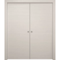 Sliding French Double Pocket Doors 36 x 80 inches | Ego 5000 Cognac Oak Veneer | Kit Rail Hardware | Solid Wood Interior Bedroom Modern Doors EGO Painted White Oak