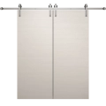 Modern Double Barn Door 36 x 80 inches | Ego 5000 Marble Oak | 13FT Silver Rail Track Set | Solid Panel Interior Doors EGO Painted White Oak