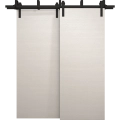 Sliding Closet Barn Bypass Doors 36 x 80 inches | Ego 5000 Painted White Oak | Modern 6.6ft Rails Hardware Set | Wood Solid Bedroom Wardrobe Doors EGO Painted White Oak