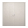 Sliding Closet Double Bi-fold Doors 72 x 96 inches | Ego 5000 Painted White Oak | Sturdy Tracks Moldings Trims Hardware Set | Wood Solid Bedroom Wardrobe Doors EGO Painted White Oak