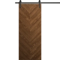 Modern Barn Door 18 x 80 inches | Ego 5005 Painted White Oak | 6.6FT Rail Track Heavy Hardware Set | Solid Panel Interior Doors EGO Cognac Oak